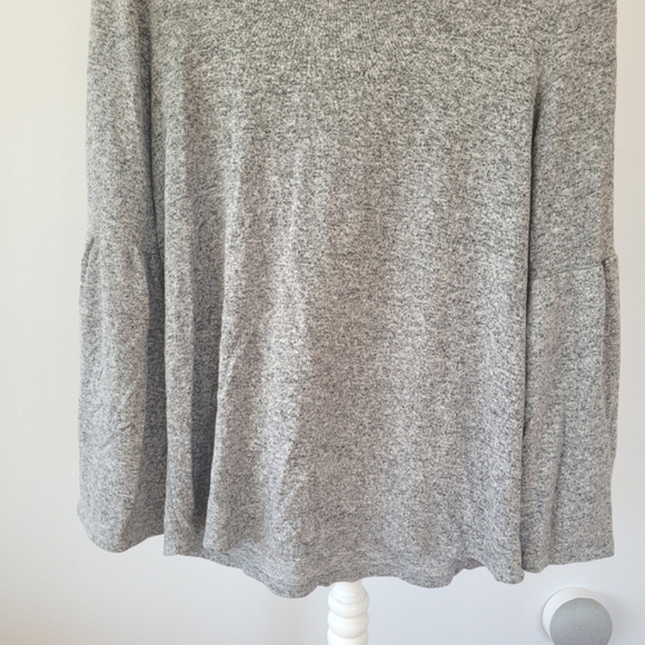 GIBSON Long Bell Sleeve Cozy Fleece Grey Top - Picture 10 of 12